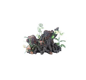 ENFEITE DE RESINA BOYU TRONCO COM PLANTA 04 (RO-2204)