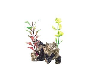 ENFEITE DE RESINA BOYU TRONCO COM PLANTA 192B (RO-2192B)