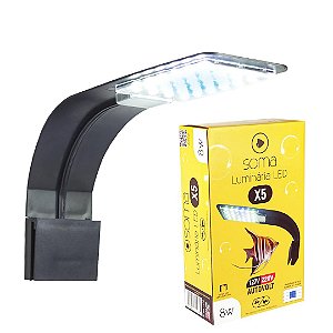 LUMINARIA LED SOMA X 5 PRETA (8W) LED BRANCO/AZUL AUTOVOLT