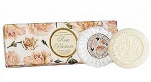 Estojo Sabonete Importado de Rosas Redondo Rose Blossom 3X100gr Fiorentino