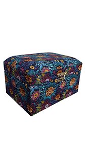 Baúzão Grande Porta Bijuteria Joia com 3 andares Flor Azul – leveza e beleza em forma de presente