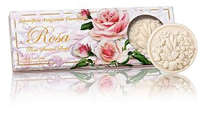 Caixa Presente Visor com 3 sabonetes 125g Rosas Importado Fiorentino