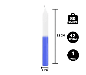 VELA 12 HORAS AZUL E BRANCA