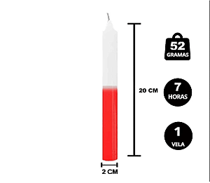 VELA 7 HORAS VERMELHA E BRANCA