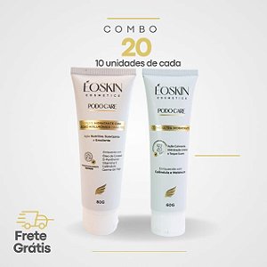 COMBO 20, SÃO 10UN CREME HIDRATANTE COM ÁCIDO HIALURÔNICO PARA PES + 10UN CREME ULTRA HIDRATANTE