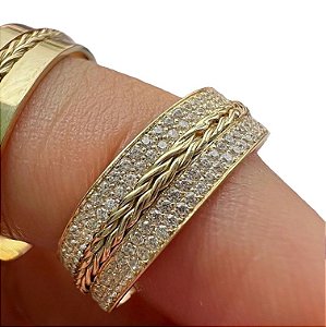 Par de alianças Dinner, ouro 18k, noivado/casamento 9mm 18g