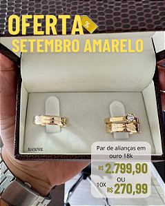 Par de Alianças De Casamento Ouro 18k Legítimo 4mm 4g + Solitário