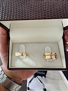 Par de Alianças De Casamento Ouro 18k Legítimo 4mm 4g + Solitário