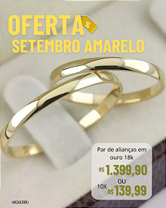 Par Alianças Tradicional Vold 2mm em Ouro Amarelo 18k Legítimo