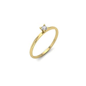 Anel de Noivado Classic com Zircônia em Ouro Amarelo 18K
