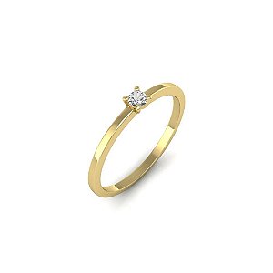 Anel de Noivado Lisboa com Zircônia em Ouro Amarelo 18k