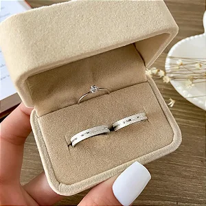 Alianças de namoro Prata Sophia diamantadas 4mm (Par)