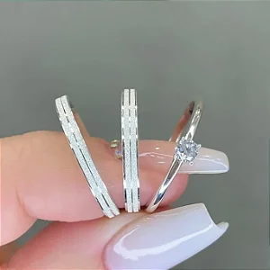 Par de Alianças de Namoro 3mm Sophia Prata 950