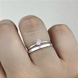 Conjunto de Alianças Rosê 3mm em prata 950