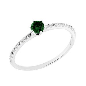 Anel de prata feminino solitário verde
