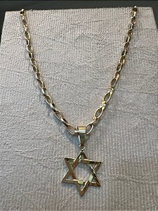 Cordão de ouro 18k Masculino com Pingente Estrela de Davi