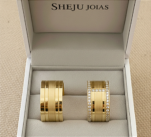 Par de Alianças Holanda Ouro 18k 9mm 24 Gramas