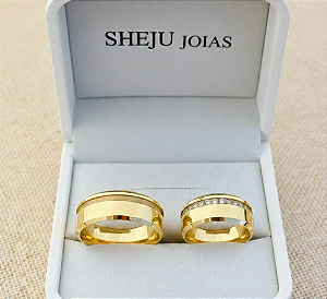 Par de Alianças Havena Ouro 18k 8mm 24 Gramas