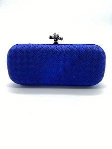 Clutch Cetim Festa Trançada Luxuosa e Elegante - Azul