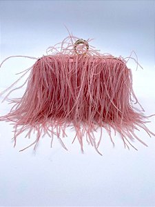 Bolsa Clutch Plumas Avestruz - Rosa