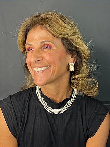 Brinco Argola Prateado Strass Pino
