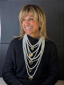 Colar Maxi de Pérolas com Corações (2 Peças)