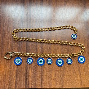Cinto de Corrente Dourado com Charms Olho Grego