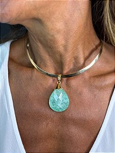 Pendente Gota Amazonita Natural – Lapidação Dupla Face