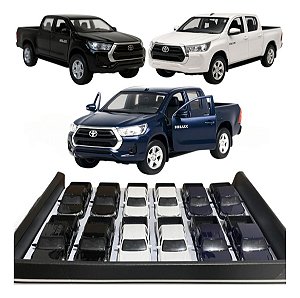 Kit 12 Carrinho Miniatura Toyota Hilux 3 cores