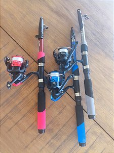kit de pesca molinete taue sy200 + vara sigma 1.75 telescopica