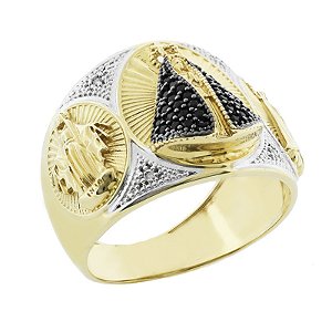 Anel Ouro 18K Safira e Diamante AN1683