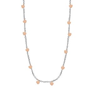 Colar CHOKER CORAÇÕES PRATA GR455