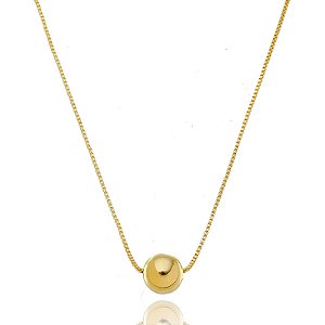 Gargantilha Veneziana com Pingente Bola em Ouro 18K GR572