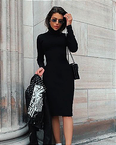 Vestido Canelado Mega Longo Slim