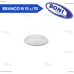 PRATO PLÁSTICO BRANCO N 15 c/10