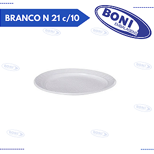 PRATO PLÁSTICO BRANCO N 21 C/10