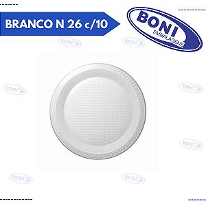 PRATO PLÁSTICO BRANCO N 26 c/10