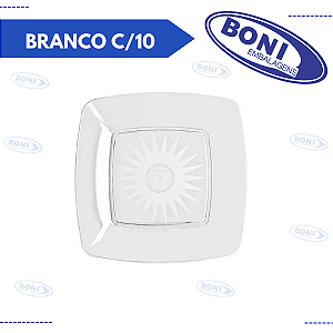 PRATO QUADRADO 18 CM BRANCO C/10 STRAWPLAST