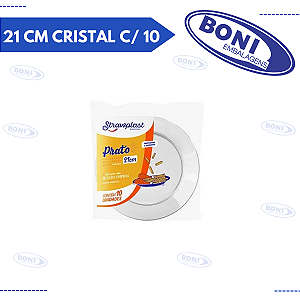 PRATO REDONDO 21 CM CRISTAL C/ 10 STRAWPLAST