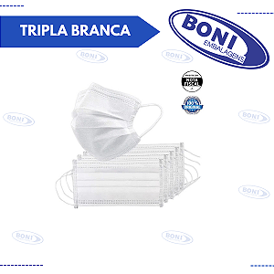 MÁSCARA DESCARTÁVEL BOMPACK TRIPLA BRANCA C/50
