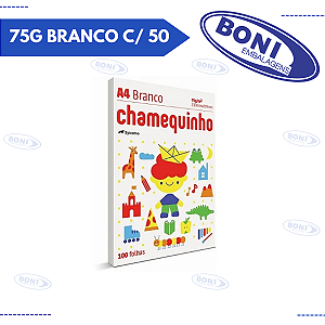 PAPEL A4 CHAMEQUINHO 75G BRANCO C/ 100