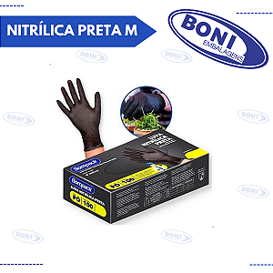 LUVA NITRÍLICA PRETA M C/ 100
