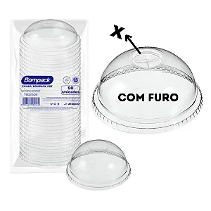 TAMPA BOMPACK TRANSPARENTE CUPULA C/FURO C/50
