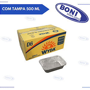 BANDEJA DE ALUMÍNIO D6 COM TAMPA 500 ML C/ 100 WYDA