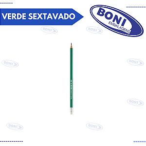 LÁPIS PRETO COM BORRACHA BRW VERDE SEXTAVADO