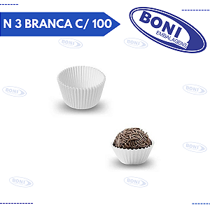 FORMA BRIGADEIRO N 3 BRANCA C/ 100