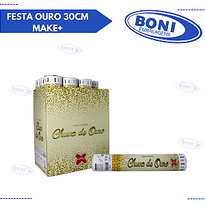 LANCADOR DE CONFETE CHUVA FESTA OURO 30CM MAKE+