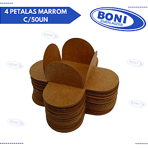 FORMA BRIGADEIRO 4 PETALAS MARROM C/50