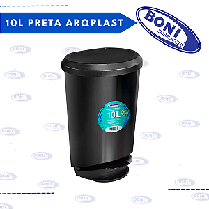 LIXEIRA C/ PEDAL 10L PRETA ARQPLAST