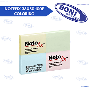 BLOCO DE ANOTACOES NOTEFIX 38X50 100F COLORIDO